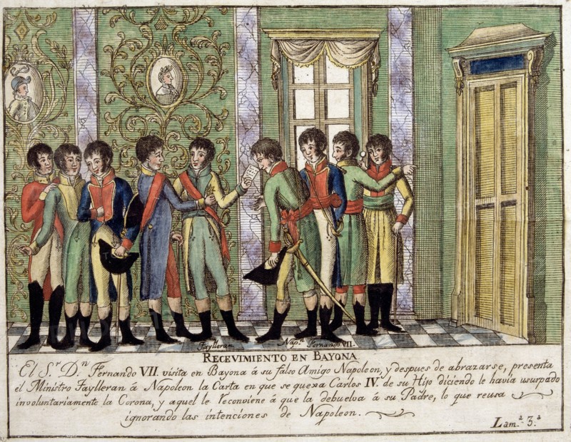 Meeting in Bayonne between Ferdinand VII and Napoleon'.
