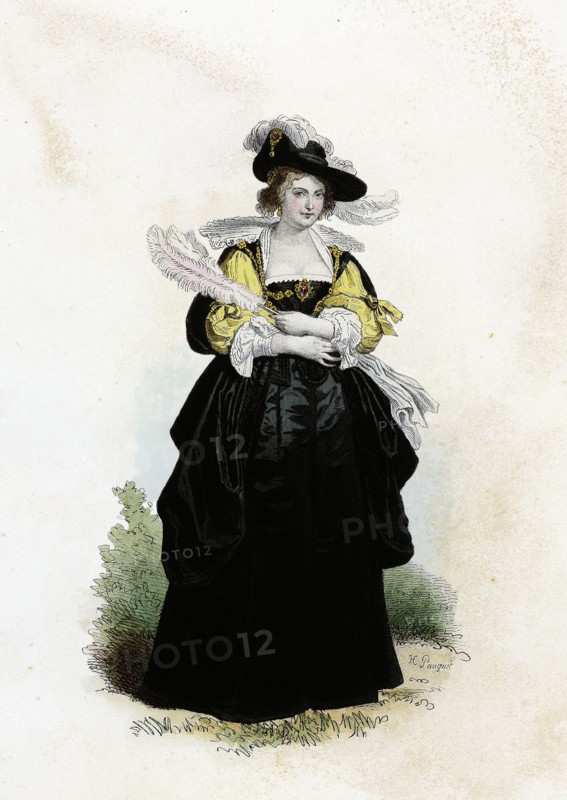 Helene Fourment, second wife of Rubens, engraving, 1870.