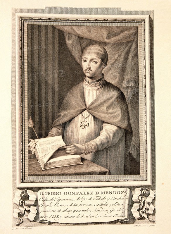 Pedro Gonzalez de Mendoza (1428-1495), Spanish politician and churchman, Cardinal, engraving of t?