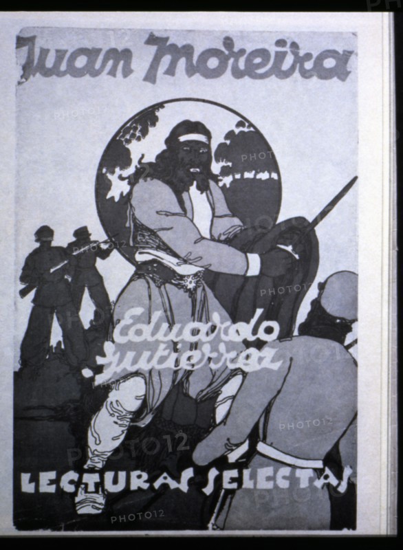 Cover of the work 'Juan Moreira' by Eduardo Gutierrez.