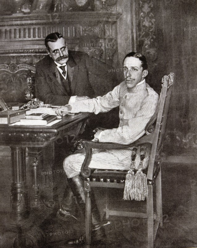Alfonso XIII, King of Spain. (1886-1941), with his prime minister Canalejas, after the meeting of?