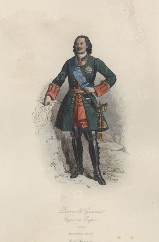 Peter I the Great (1672-1725). Tsar of Russia, engraving, 1870.