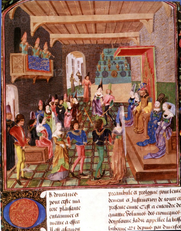 Dance party in the Royal Castle, 14th century miniature.