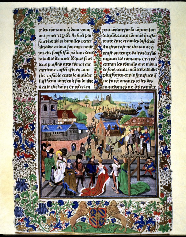 Party in Taranto, miniature by Loyset Lyedet en the work 'Histoires Romaines' by Jean Mansel.