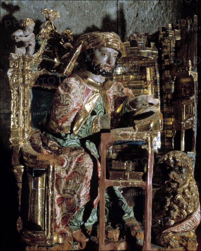 Saint Mark', detail of a Romanesque altarpiece of the 16th century.