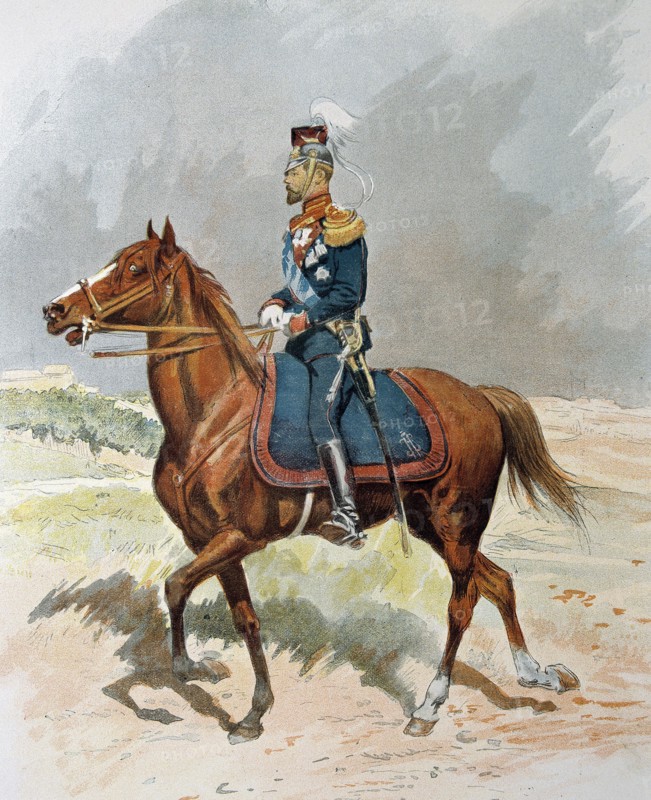 Nicholas II (1868-1918), Russian Czar, in the uniform of Lancers, 1901. Engraving in 'La Ilustrac?
