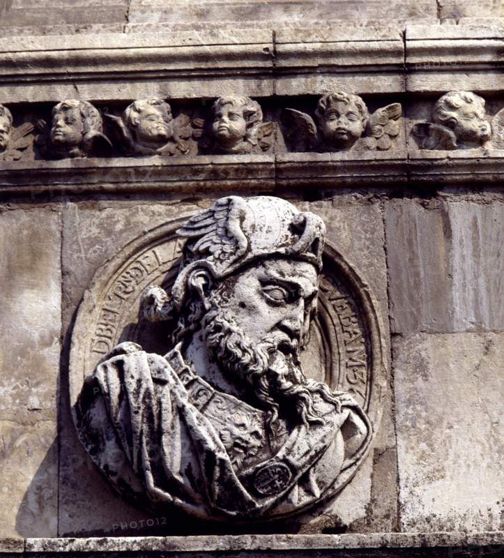 Medallion of the façade of the Convent of San Marcos de León Beltran de la Cueva (1440-1492), And?