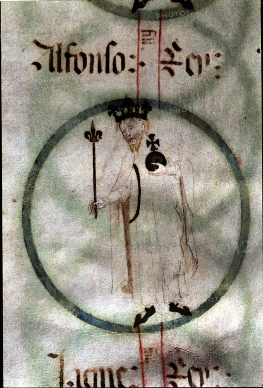 Alfonso III 'The Liberal' (1285 - 1291), King of Catalonia and Aragon. Miniature of the 15th cent?