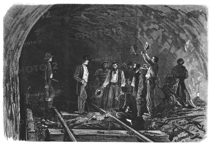 Opening of the Alps, Mont - Cenis tunnel between France and Italy, union between the tunnels and ?