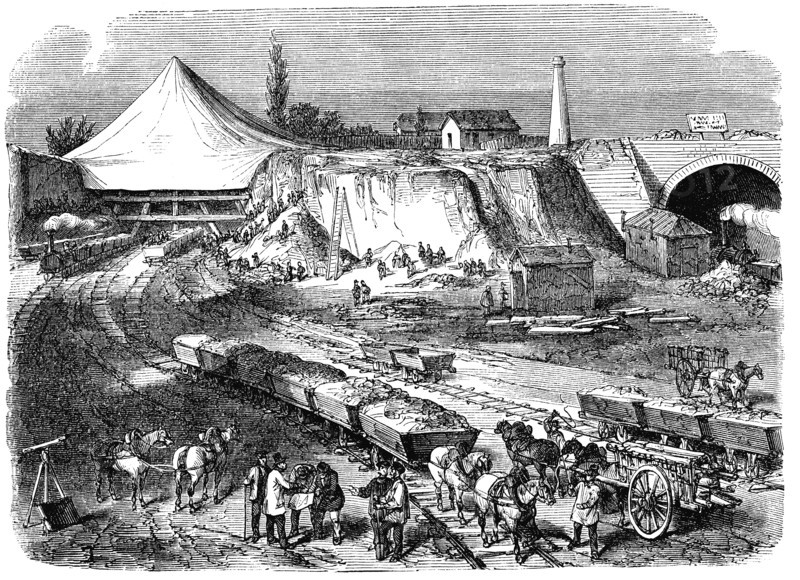 Works for the construction of the Western Railway Station in Paris, the French railways, in Decem?