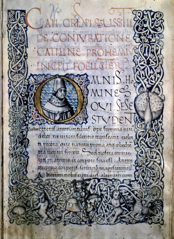 The conspiracy of Catiline, by Gaius Salustio Crispus, illuminated cover in a 15th century codex,?