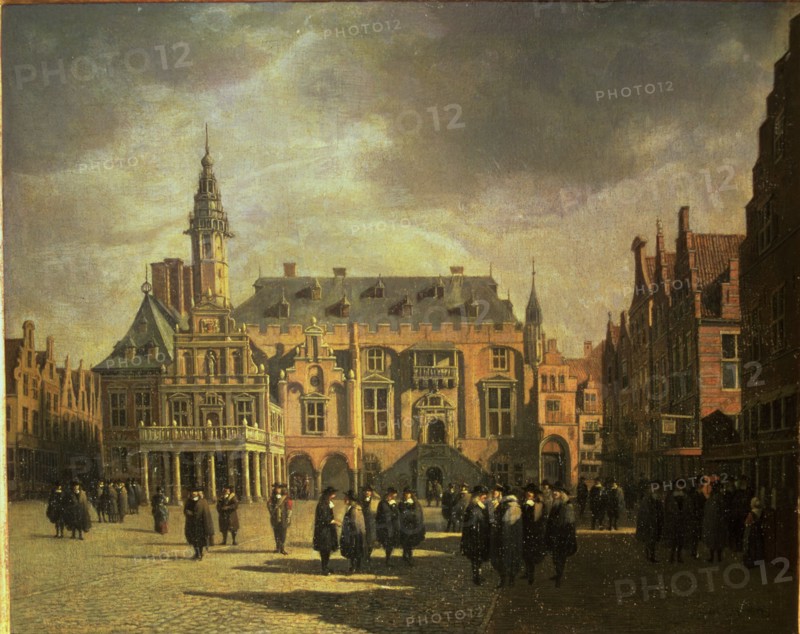 View of City Hall in Market Square of Haarlem, oil, 1671.