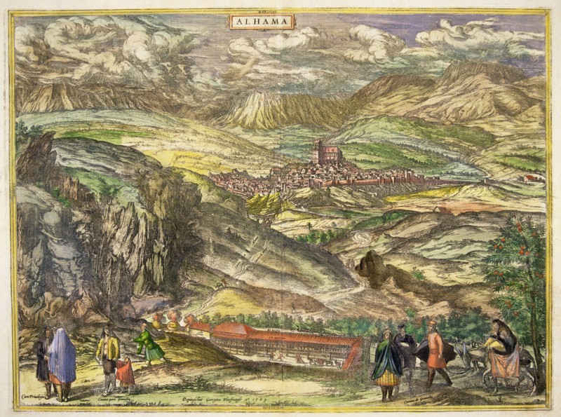 View of the town of Alhama (Granada). Engraving for the work 'Civitates Orbis Terrarrum', 1576, b?