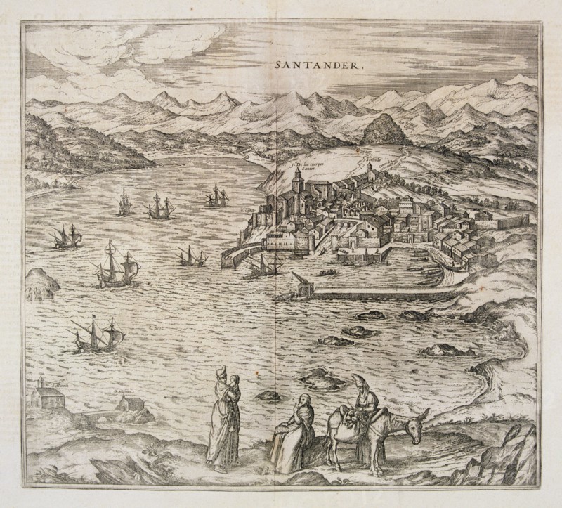 View of the city of Santander. Engraving for the work 'Civitates Orbis Terrarrum', 1576, by Georg?