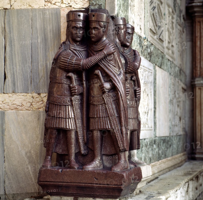 Diocletian (245-313), Roman emperor (284-305), porphyry sculpture outside of San Marco in Venice,?