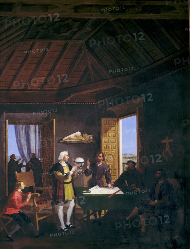 Conversation in the Chapter House of the Monastery of Columbus, physicist Garcia Fernandez, Fathe?
