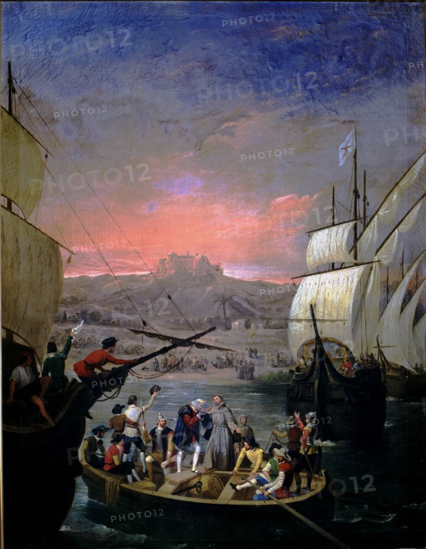 Departure of the Pinta, Niña and Santa Maria del Puerto de Palos' Christopher Columbus, Italian n?