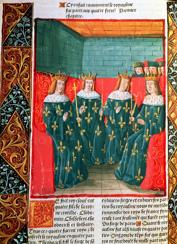 Distribution of the kingdom of the Franks among the four sons of King Clovis I (465-511): Clodomi?