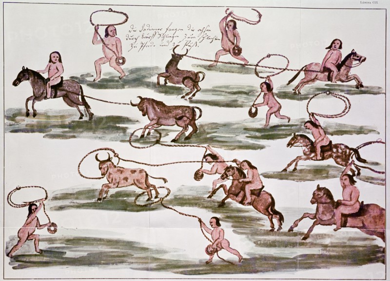 The Art of hunting of Mexican Indians, drawing from the book 'Hacia allá y para acá'.