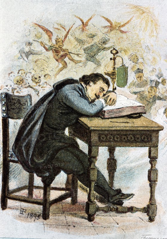 Illustration in 'El Sueño de las calaveras' (The Dream of Skulls) by Francisco de Quevedo, 19th c?