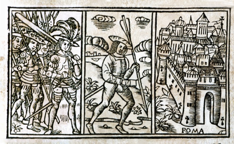 Pharsalia', historical epic story, engraving in the beginning of Book III of the printed edition ?