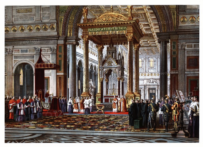 Pontifical ceremonies, 19th century. Vatican City. Feast of Saint Paul. Pontifical Mass at the Ch?