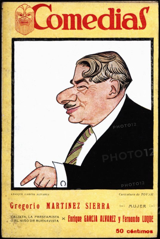 Cover of the publication 'Comedias'. Caricature of Enrique García Alvarez (1873-1931). Siglo XX p?