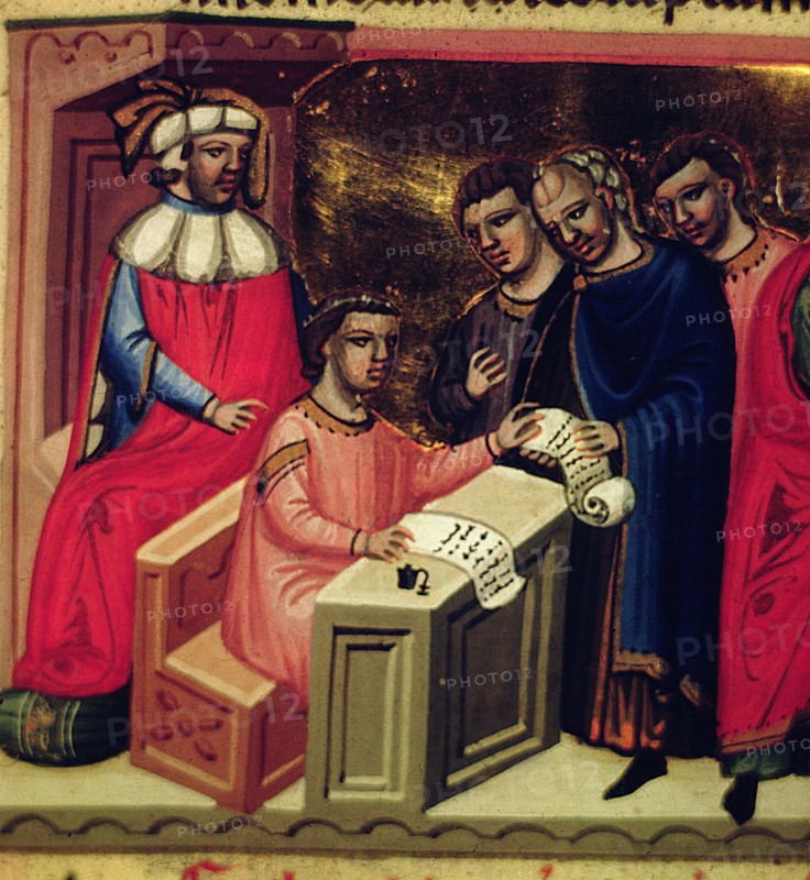 Development of the laws, Miniature in 'Codex Justinian Institutiones Feodorum et Alia', illuminat?