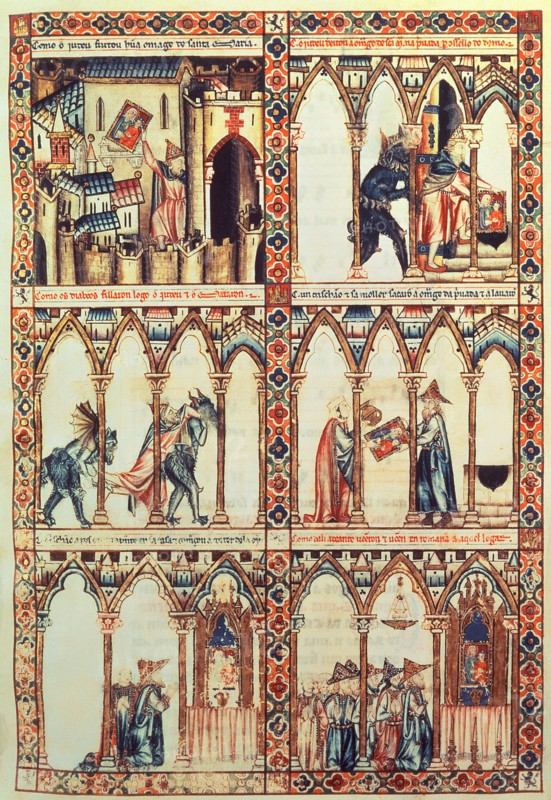 Cantiga XXXIV: 'Esta é como Santa Maria fillou dereito do judeu pola desonrra que fezera a sua om?