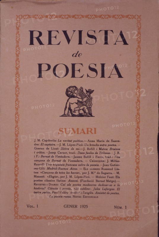 Cover of the 'Revista de Poesía' (Poetry magazine), bimonthly, director Marià Manent, Volume 1, N?
