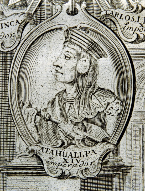 Atahualpa (1500-1533), last emperor of Peru, detail of engraving 'Astronomical and Physical Obser?