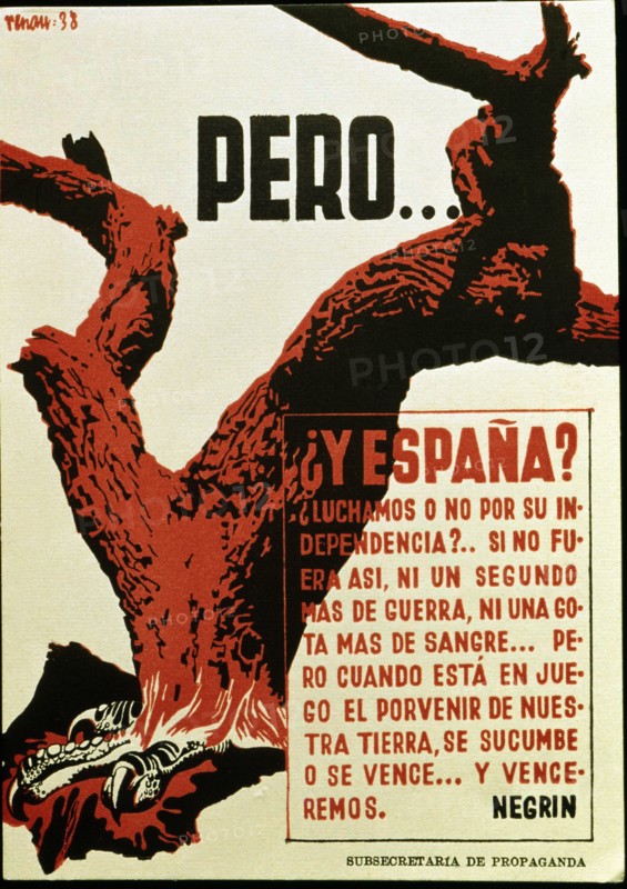 Spanish Civil War (1936 - 1939), 'But. what about Spain.?', Poster published by the Secretariat o?