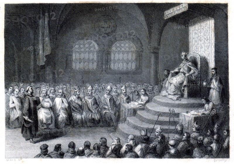16th or 17th Toledo Council (693-694) held during the reign of King Égica (687-702), engraving by?