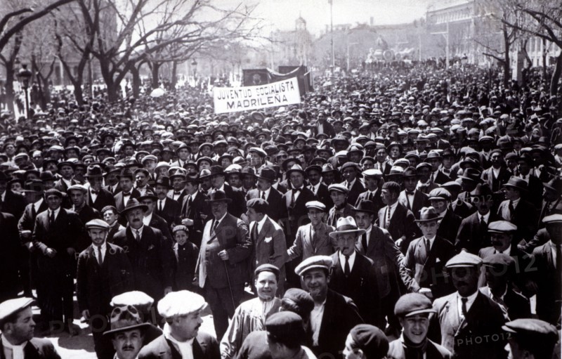 Socialist demonstration in Madrid during the labor party in the May 1, 1931.