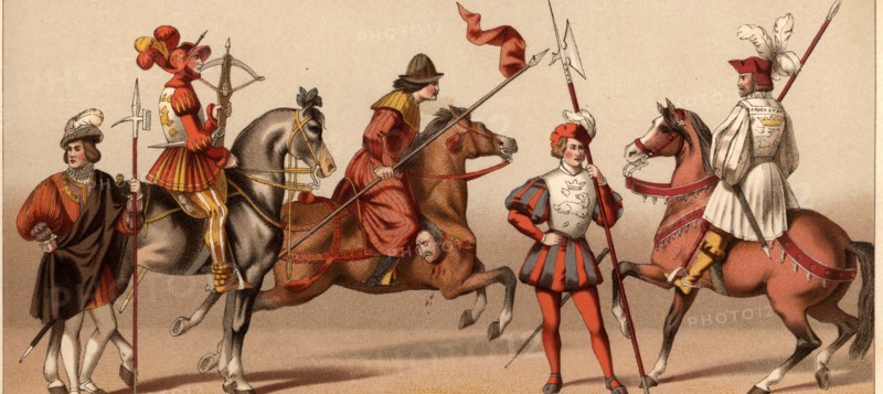 Gentlemen, crossbowman and halberdier in 1507-1520. Reigns of Louis XII and Francis I of France.