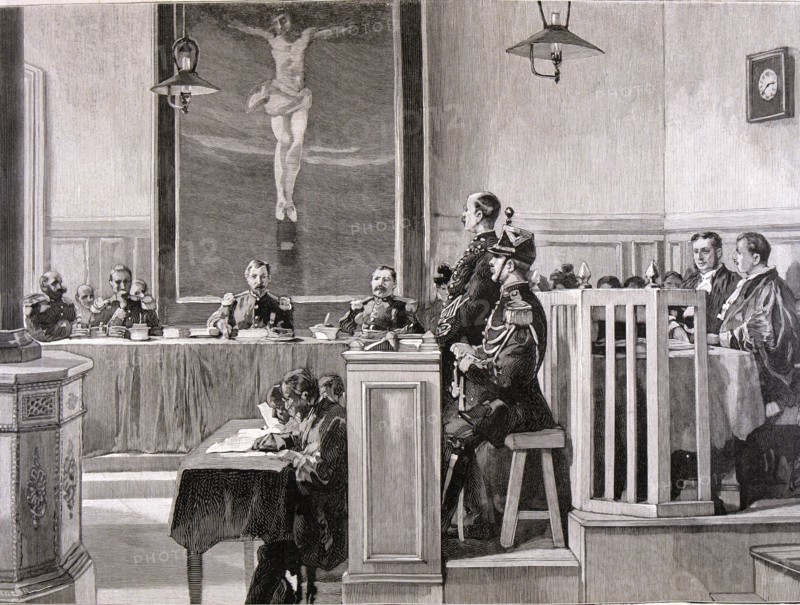 Process of high treason. Council of War'. Alfred Dreyfus (1859-1935), French military, engraving ?