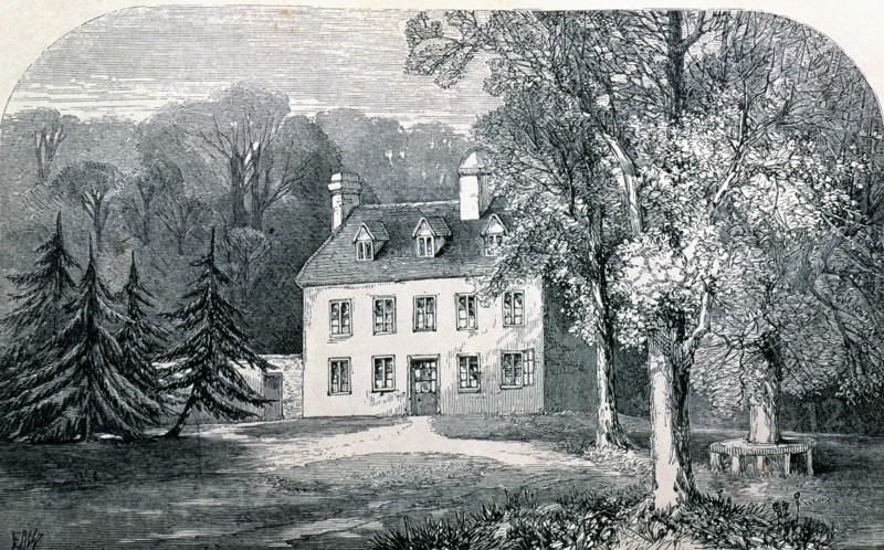 Jane Austen (1775 - 1817), British writer, 1870 Engraving of Steventon rectory, the birthplace of?