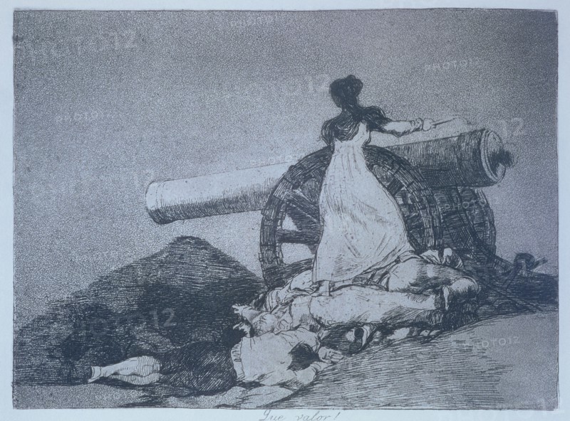 The Disasters of War, a series of etchings by Francisco de Goya (1746-1828), plate 7: 'Qué valor'?