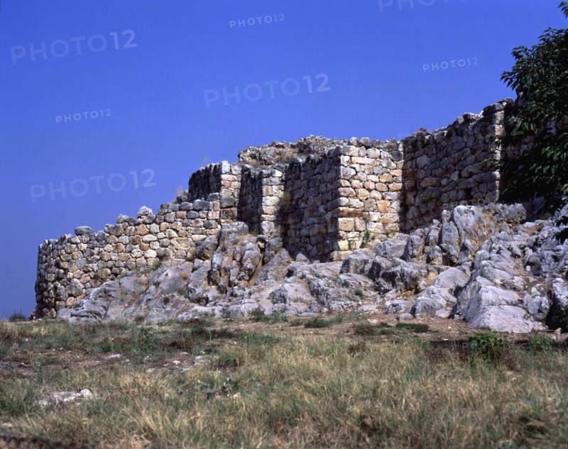 View of the Cyclopean walls in the ruins of Tiryns.