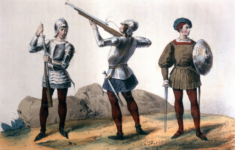 Reign of the Catholic Kings. Infantry 1495, soldiers of the Brotherhood: 'Espingarderos' and shie?