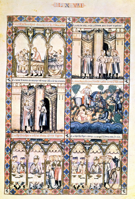 Cantiga LXVII: 'Como Santa Maria fez connoçer ao ome boo que tragia o demo consigo por servente; ?