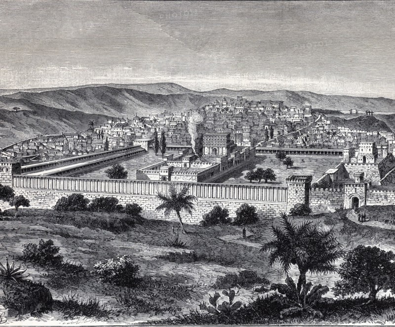 Reproduction of the Temple of Solomon in Jerusalem in the time of Jesus Christ, copy of an engrav?