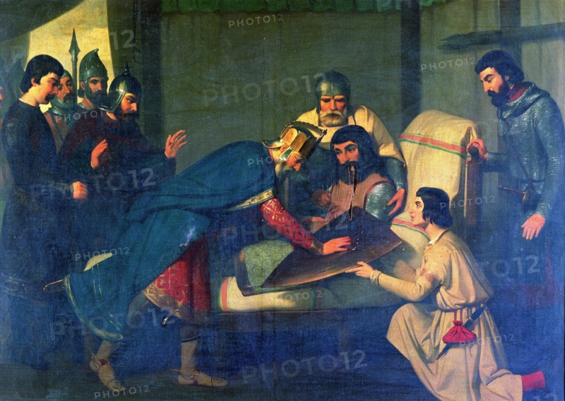 Origin of the shield of the County of Barcelona, oil painting by Claudio Lorenzale, 1843 - 1844.