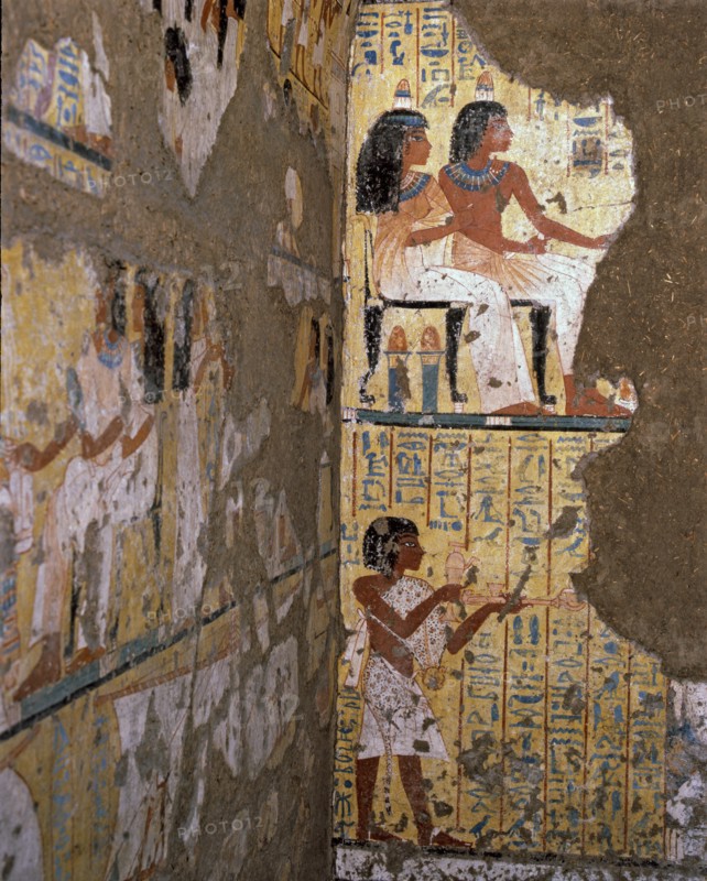 Frescoes from the funerary chapel of painter Maia (Deir el Medina), end of the XVIII dynasty (130?