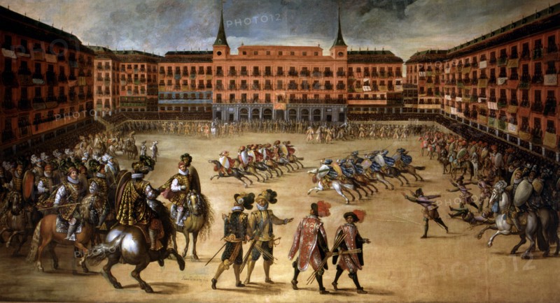 'Party in the Plaza Mayor in Madrid', oil on canvas, h 1623, by Juan de la Corte.