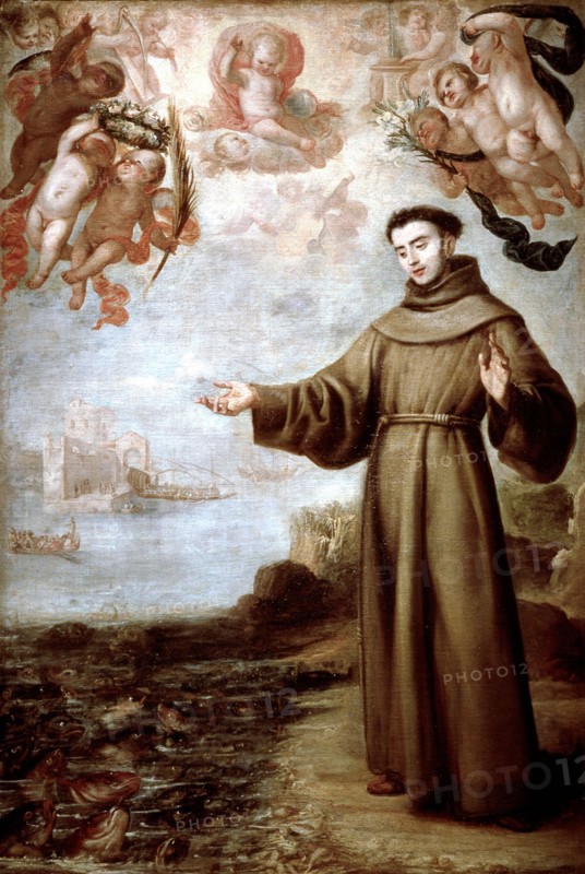 Saint Anthony Abbot preaching to fish' oil by Carreño de Miranda.