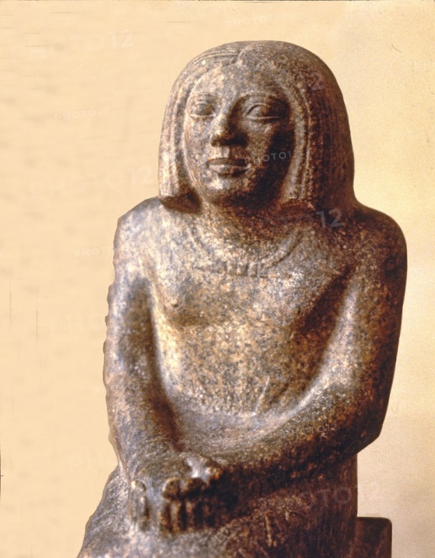 Statue of the Master carpenter Anhk, made in granite, detail from the top.
