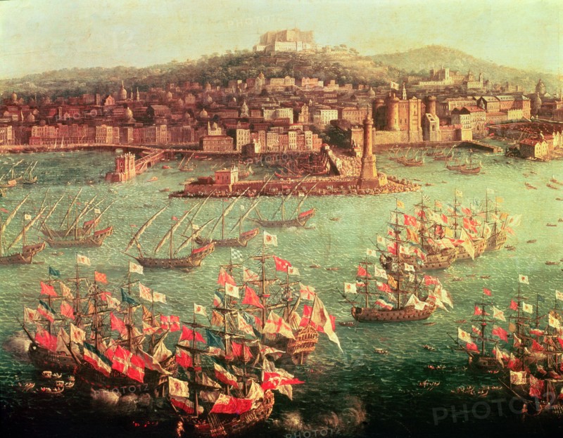 Fleet of King Charles III of Spain, in front of the City of Naples (6 Oct. 1759).