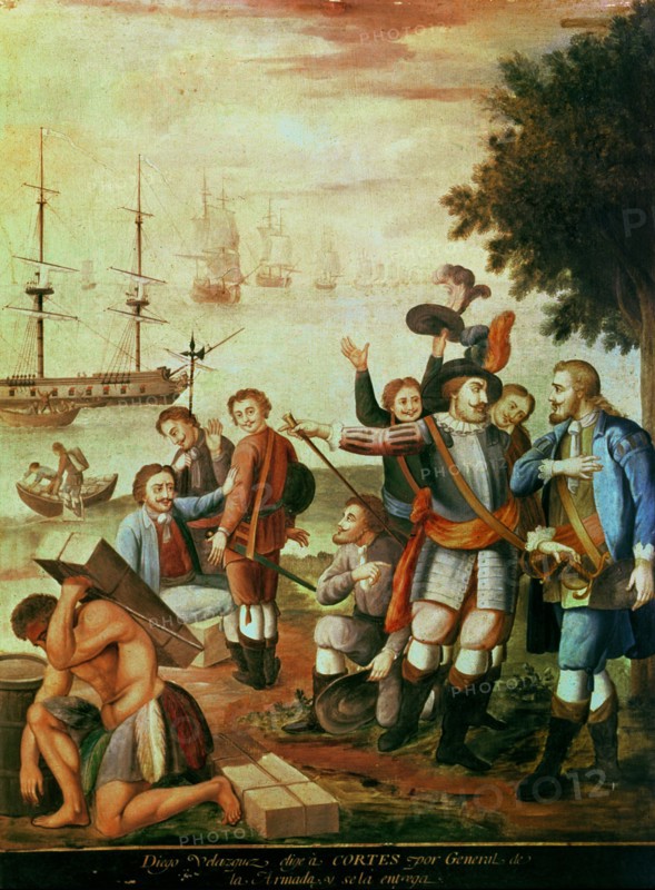 Diego Velázquez chooses as army general Cortes and gives it to him' oil painting of series 'Conqu?