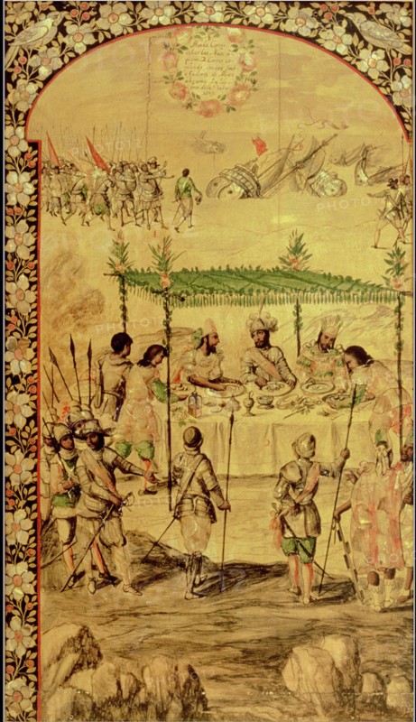American Conquest, Hernán Cortés command to destroy the ships, top, and Cortés meets with ambassa?